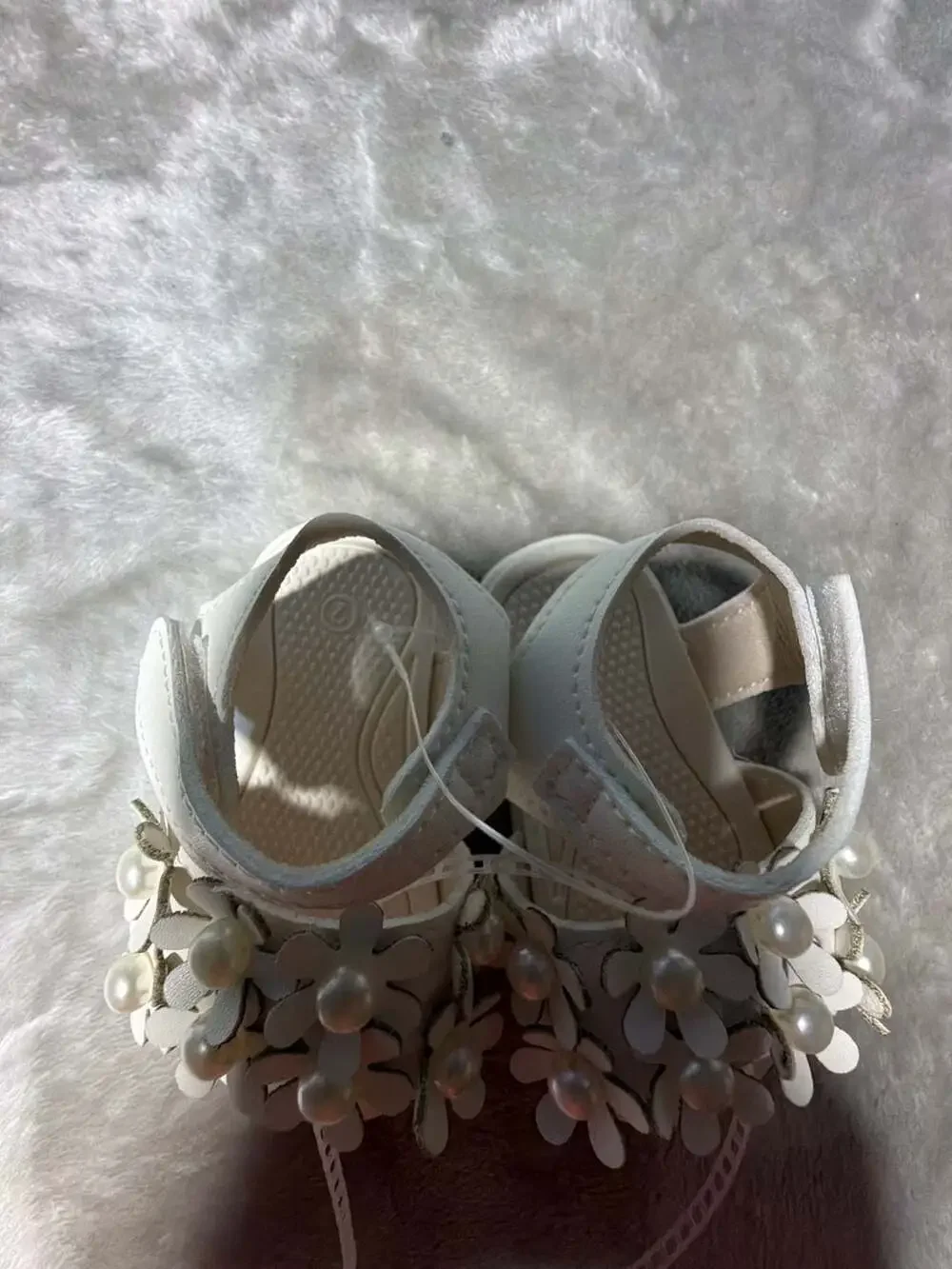 Toddler Girl Flower and Pearl Embellished Open-Toe Sandals